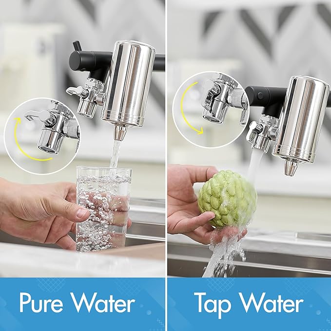 AIMADI Black Kitchen Faucet with Water Filter,Dual Nozzle Matte Black Kitchen Sink Faucet with Pull Down Sprayer for Drinking Water, Farmhouse, RV, Utility or Laundry Sink