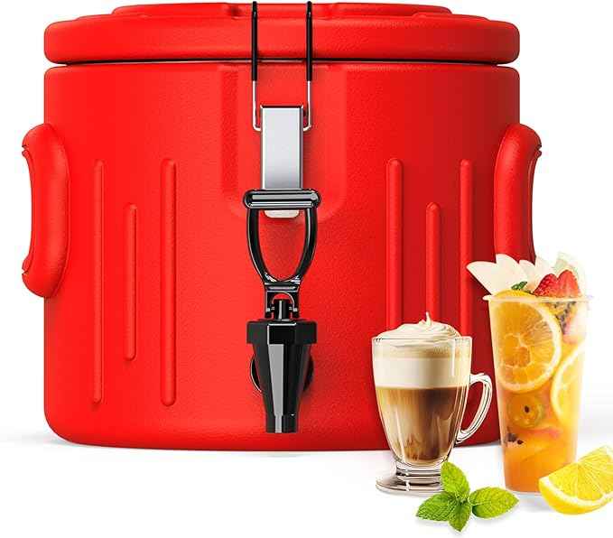 Insulated Beverage Dispenser 2 Gallon, Hot Drink Dispenser with 304 Stainless Steel Interior & Spout, Hot Water Dispenser for Parties, Portable Outdoors Water Cooler Jug for Camping, N3