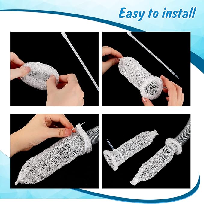 40 Pieces Nylon Lint Trap Washing Machine Lint Fabric Mesh Snare Washer Lint Catcher Washer Hose Lint Traps Washing Machine Lint Trap Lint Traps Hose Screen Filter Catcher with 40 Pieces Cable Ties - AquaVibe