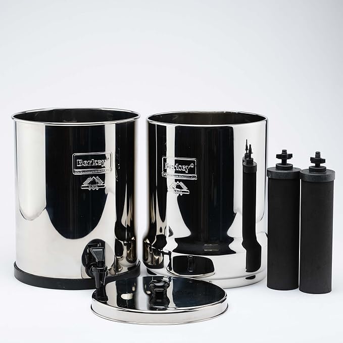 Royal Berkey Gravity-Fed Water Filter System 3.25 Gallon with 2 Black Berkey Elements, 2 PF-2 Fluoride and Arsenic Reduction Elements