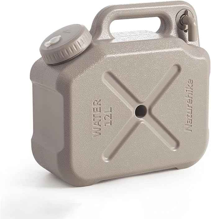 Naturehike 3.17 Gallon Camping Water Container, Portable Water jug with Adjustable Spigot, Food Safe Water Tank, No Leakage Emergency Water Carrier for Camping, Hiking (Khaki, 3.17Gallon)