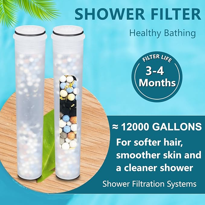 Multi-Stage Shower Filter Compatible with MakeFit SSJ731/SW9730 Filtered Shower Head with Handheld Combo-&HOPOPRO SS5775 Handheld Shower Head,Hard Water High Efficiency Filter-4 Pack