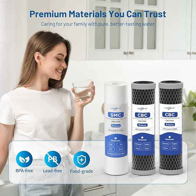 3-Stage Water Filter Cartridge Replacement Pre-Filter Set for APEC Essence & Ultimate Series, ROES-50, ROES-PH75, RO-90, RO-PH90, RO-PERM & Standard Reverse Osmosis RO Systems (1-Year Set)