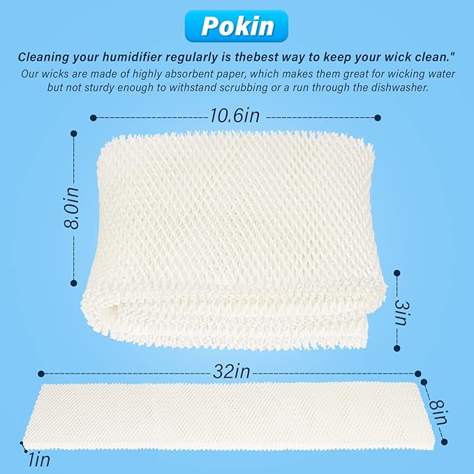 MAF1 Humidifier Wicking Filters for AIRCARE/MoistAIR/Kenmore/Essick Air, Fits Air-Care Emerson Moistair Humidifier Replacement Wicks MA1200 MA1201 MA0950 MA09500,14906 32-14906 42-14906 EF1-2 Pack