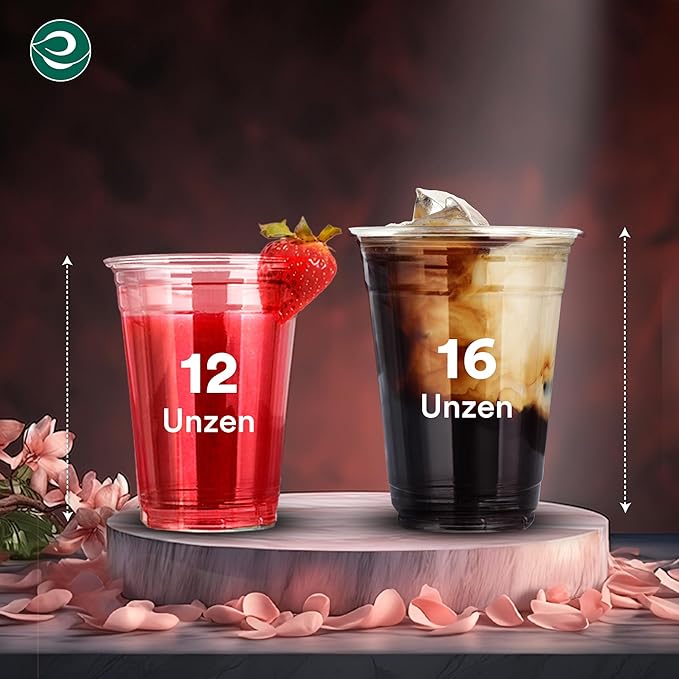 ECO SOUL 500 Pack Compostable Party Cups 12 oz Plant-Based Disposable Clear Cold Cup for Wine, Coffee, Smoothie & Soda Drinks | Cocktail Parties & Birthdays | Non-Toxic & BPA-Free Zero Plastic Glass