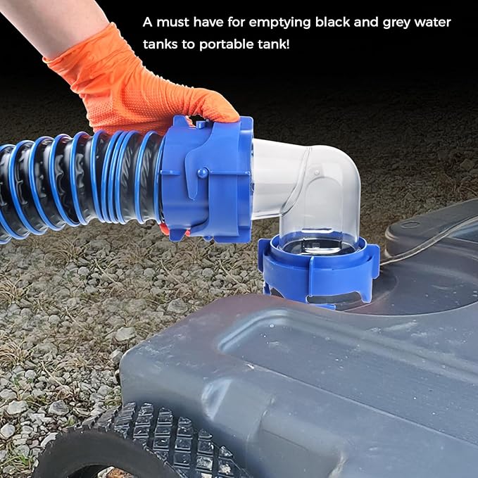 SheeChung 3FT RV Sewer Hose, Heavy-Duty RV Black Tank Hose, Sewer Hose for RV Camper Portable Waste Tank & RV Water Filter 2Pack with Flexible Hose Protector, NSF Certified, Inline Hose Water Filter