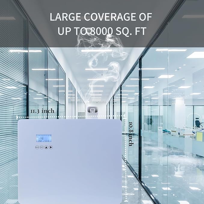 Upgraded Scent Air Machine for Large Room, Smart Waterless Essential Oil Diffuser 1000ml with Cold Air Technolony, HVAC Scent Diffuser Cover Up to 8000 Sq.ft for Commercial Space- Metal