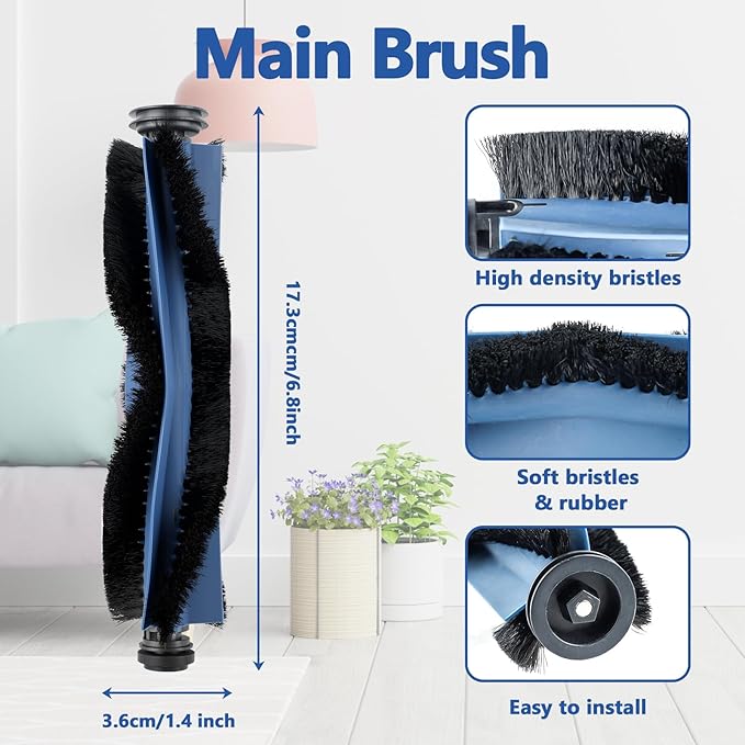 24 Pack X10 Pro Omni Replacement Accessories Kit for Eufy X10 Pro Omni Robot Vacuum Cleaner, 2 Main Brushes 4 Hepa Filter 4 Mop Pads 6 Dust Bags 6 Side Brushes 1 Screwdriver 1 Cleaning Brush - AquaVibe