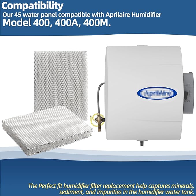 45 Humidifier Filter Pad Water Panel Replacement Compatible with Aprilaire Whole House Humidifier Models 400, 400A, 400M Humidifier Parts & Accessories (Pack of 2) - AquaVibe