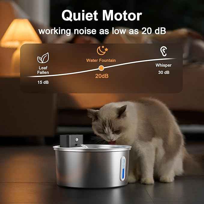 Casfuy PWL-008 Wireless Smart 3-Mode Stainless Steel Cat Water Fountain, 108-oz