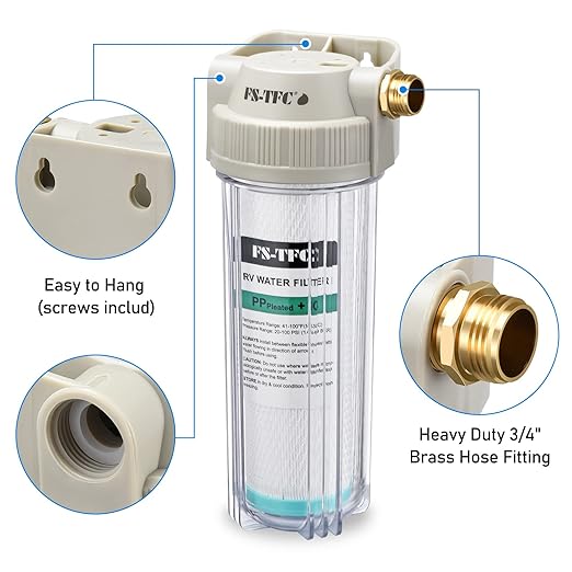 FS-TFC RV Water Filter System Reduces Bad Taste, Odors, Chlorine, Sediment for RVs, Gardening, Farming, Pets and Marines, Drinking & Washing Filter