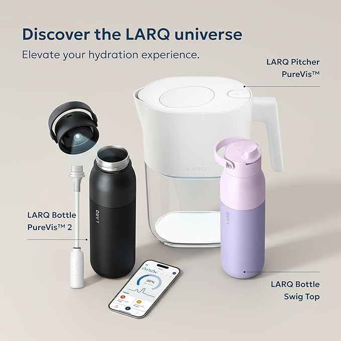 LARQ Bottle PureVis 17 oz - Self-Cleaning and Insulated Stainless Steel Water Bottle with UV Water Purifier and Award-winning Design | Reusable & Travel Friendly, Monaco Blue