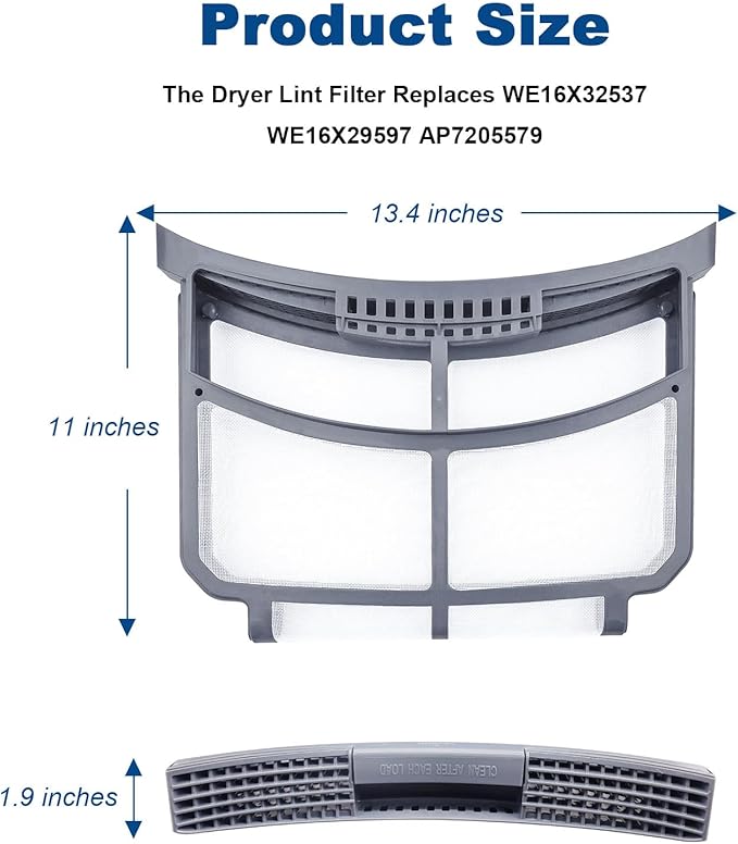 UPGRADED Dryer Lint Filter Fit for GE Dryer Lint Screen Replacement for GE Clothes Dryer Replaces WE16X32537 WE16X29597 AP7205579 - AquaVibe