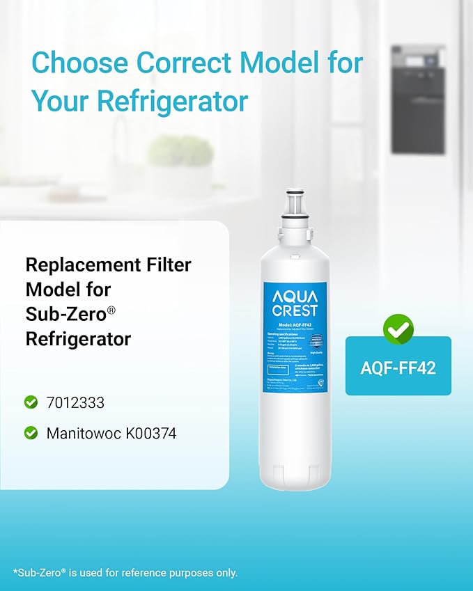 AQUA CREST 7012333/7042803 Ice Maker Water Filter, Replacement for Sub-Zero 7012333/7042803, UC-15, UC-15IP Ice Maker Water Filter, Manitowoc K00374, 1 Pack
