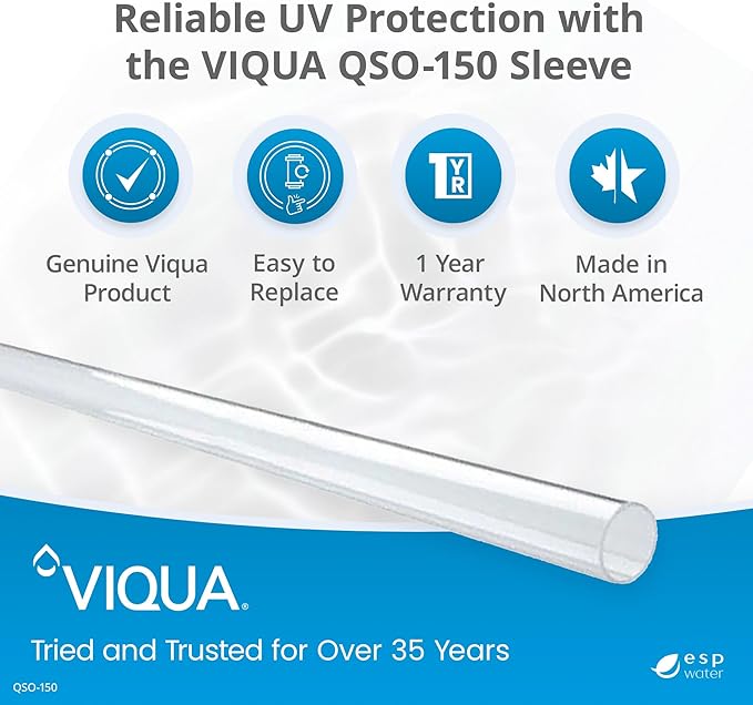 Viqua QSO-150 UV Quartz Sleeve Replacement for VH150 System Genuine OEM Part Durable Protective Sleeve for Reliable Ultraviolet Water Treatment Performance
