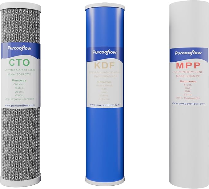 20" x 4.5" Heavy Metals Reduction Whole House Water Filter Replacement Set, 3-Stage Heavy Duty System with PP Sediment, Advanced KDF & Standard CTO Carbon Block, Fits All 20" Housings