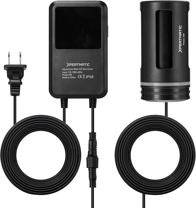 SainSmart XpertMatic Aquarium Sterilizer Light, 5W Mini Submersible Sanitizer with Timer Aquarium, Waterproof Lamp Cleaning Green and Algae for Fish Tank, Pond, Swimming Pool, Saltwater, Freshwater