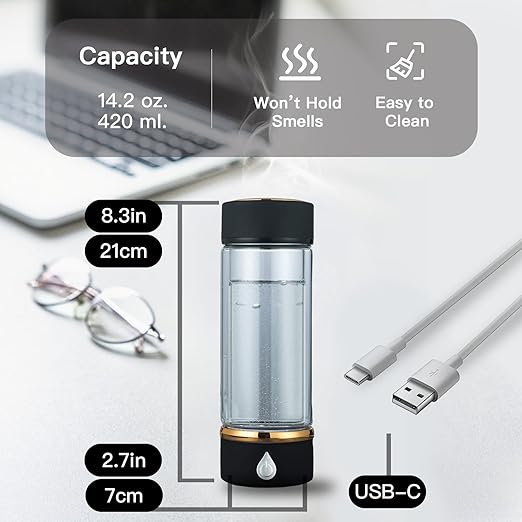 Hydrogen Water Bottle Generator, Portable Rechargeable aquahealth Hydrogen Water, Hydrogen Water Ionizer Machine, with SPE/PEM Technology, for Home Office Travel Fitness Drinking