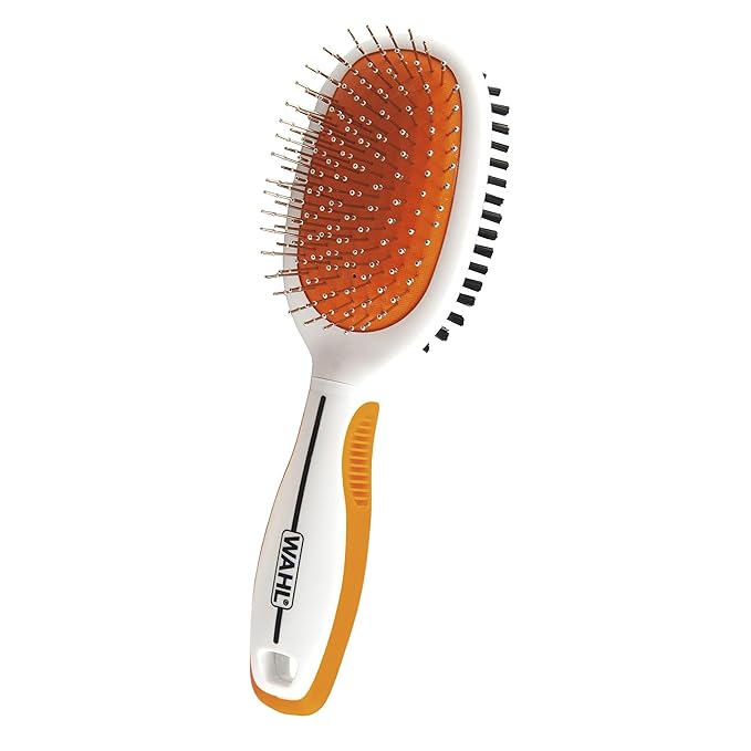 Wahl Premium Pet Double Sided Pin Bristle Brush with Patented Stacked Pin Design for Dogs - Removes Loose Hair & Stimulates the Skin while Creating a Soft Coat Shine - Model 858501 - AquaVibe