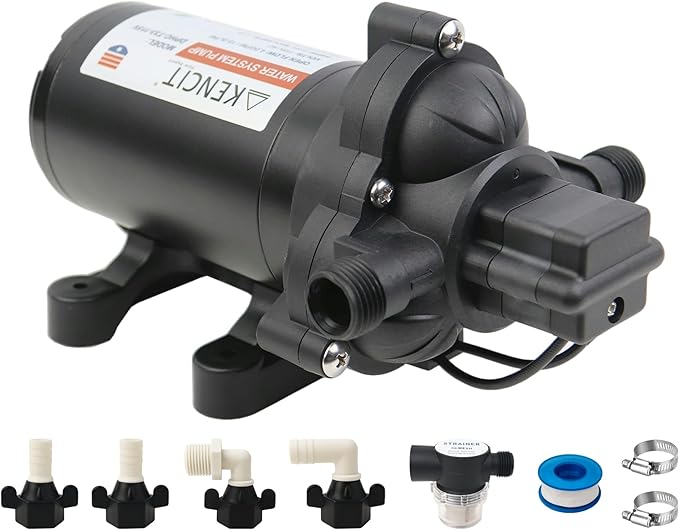 T33 Automatic On-Demand Diaphragm Pump, Pressure Pump for Kitchen, Bathroom, RV, Marine Yacht, Caravan, Garden (12Vdc, 4.0GPM, 45PSI)