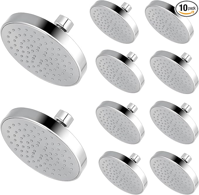 High Pressure Shower Head - 4.7“ Powerful Bathroom Pressure Boosting Rain Showerhead - Perfect Universal Replacement for Rainfall Shower Heads (10 Pack, Chrome)