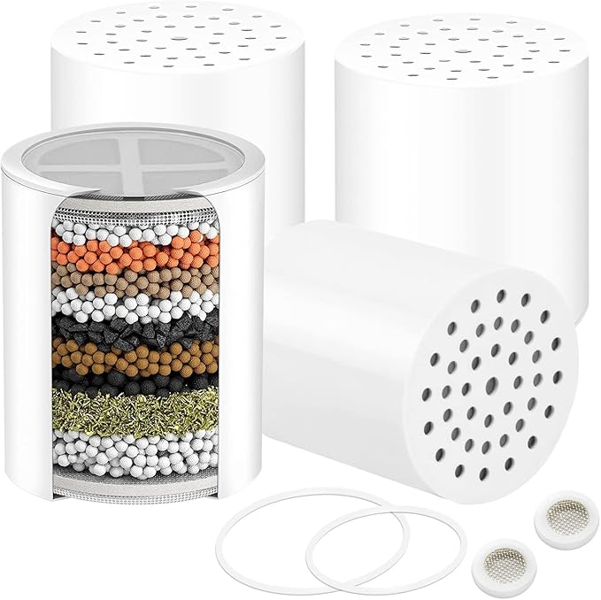 Muvzeznli multi-level shower filter replaces NIROKET for aquatic bliss ® Shower filter cartridge sf100/sf220, used to replace similar designed 15 and 20 level shower filters (4Pack)