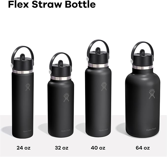 Hydro Flask Water Bottle - Insulated Stainless Steel - Wide Straw Lid, Non Spill, Leakproof in 24 Oz Tonal White