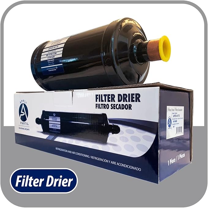 Appli Parts APFD-417S 7/8 in Liquid Line Refrigerant AC Filter Drier hvac Refrigeration 417S ODF Sweat Solder connection universal unidirectional 10-1/2 in long 3-3/4 in wide