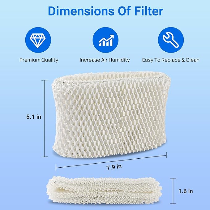 WF2 Humidifier Filter Replacement for Vicks V3500 V3100 V3600 V3900 V3700 VEV320 & Kaz 3020 Cool Mist Humidifiers Pack of 4
