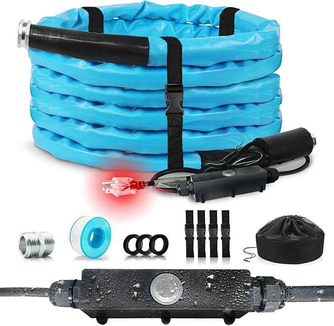 Cupohus Heated RV Water Hose 30FT x 5/8"ID - Freeze Proof to -45℉, Self-Regulating, Safe for Drinking Water - Prevents Frozen & Burst Pipes for Winter Camping, Easy Setup, 110-120V