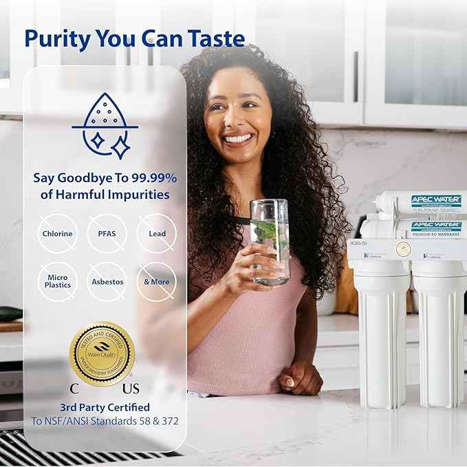 APEC Water Systems ROES-50 Essence Series Top Tier 5-Stage WQA Certified Ultra Safe Reverse Osmosis Drinking Water Filter System with Extra High Capacity Pre-Filter Set Stage 1-3