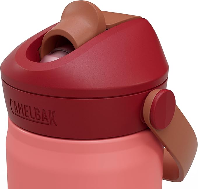 CamelBak Thrive Flip Straw Kids Bite Valve Stainless Steel Water Bottle Demi Blush, 12oz