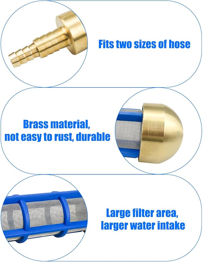 Pressure Washer Filter Brass 3/4'' 5/8'' Hose Water Suction Strainer Pickup Filter Hose Inlet Strainer for Water Tank Connection to Suction Hose