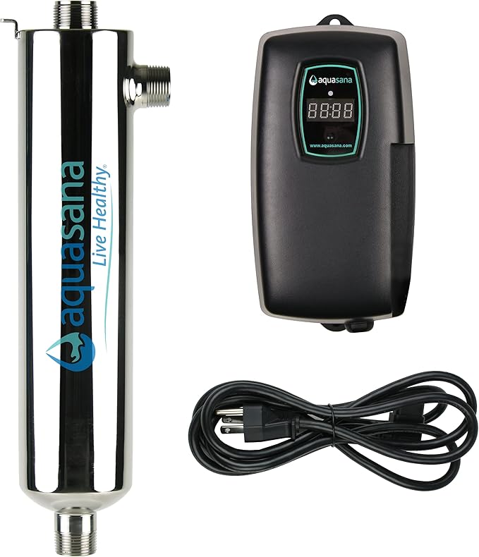 Aquasana Whole House Water UV Filter System UV PurifierSterilizes 99.99% of Bacteria & Viruses and 99% of CystsLasts 12 MonthsAQ-UV-10C