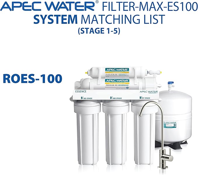 APEC Water Systems FILTER-MAX-ES100 100 GPD High Capacity Complete Replacement Filter Set For Essence Series Reverse Osmosis Water Filter System Stage 1-5