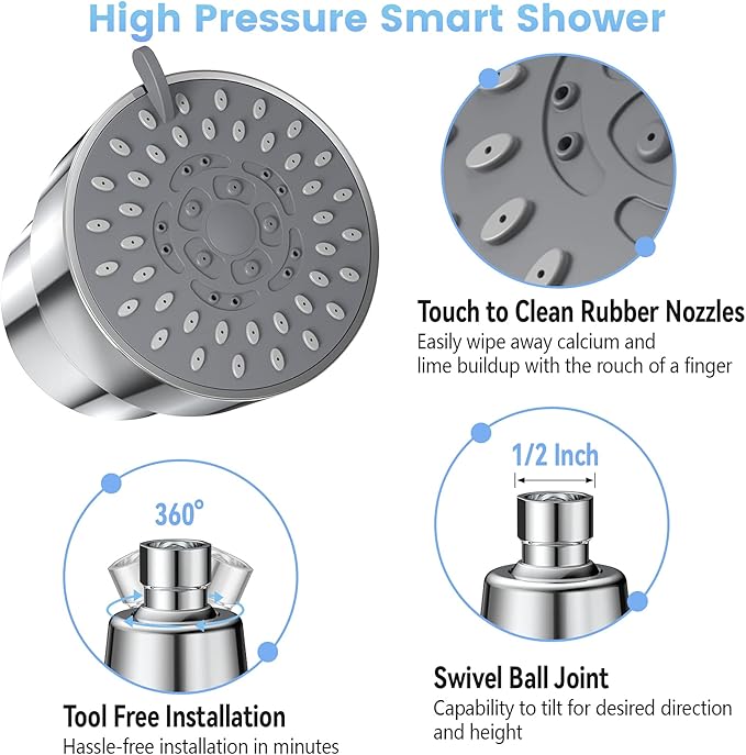 Filtered Shower Head, 3 Modes High Pressure Shower Head with 15 Stage Hard Water Filter Cartridge for Remove Chlorine and Harmful Substances - AquaVibe