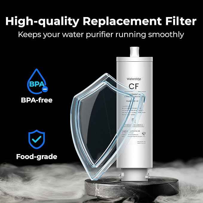 Waterdrop 𝐖𝐃-𝐀𝟏-𝐂𝐅 Filter, Replacement for 𝐖𝐃-𝐀𝟏 Countertop Reverse Osmosis Hot and Cold water Dispenser, 6-month Lifetime