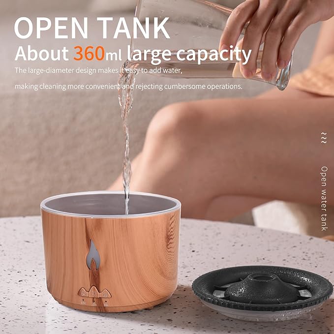Eessential Oil Diffuser 360 ML,Aroma Volcano and Flame Air Diffuser/Humidifier, 1.76 floz Hotel Diffuser Oil,Diffusers for Home,Bedroom
