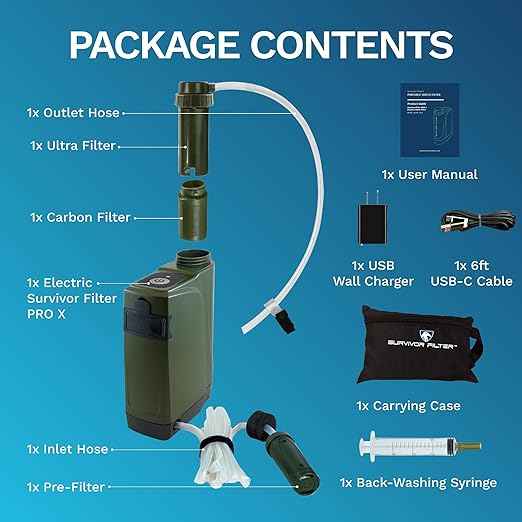 Survivor Filter PRO X - Electric Portable Camping Water Filter - Filters Bacteria, Parasite, Viral (Pack of 2)