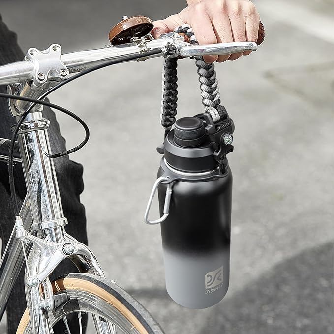 Insulated Water Bottle | Thickened Stainless Steel Vacuum Metal | Portable Sports Water Jug for Gym and Hiking with Straw, Carrier Bag, Handle Strap | BPA-Free 32 oz