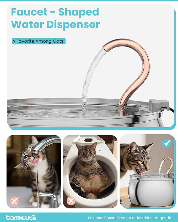 Tomxcute Swan Neck Cat Water Fountain - Elegant Swan Neck Copper Spout Design Cat Fountain for Drinking, 4.0L Large Capacity Ultra Quiet Kitty Drinking Fountain for Cats, Small Dogs, Multiple Pets