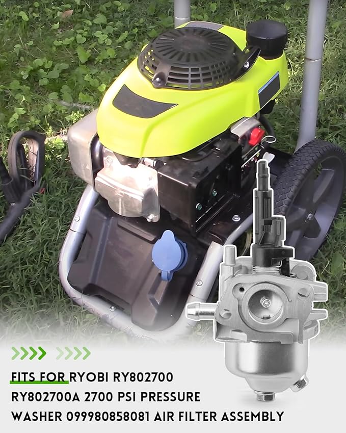 Huayi Carburetor Carb Kit Fit for Ryobi RY802700 RY802700A 2700 PSI Pressure Washer, Air Filter Assembly Replace 099980858027 099980858081