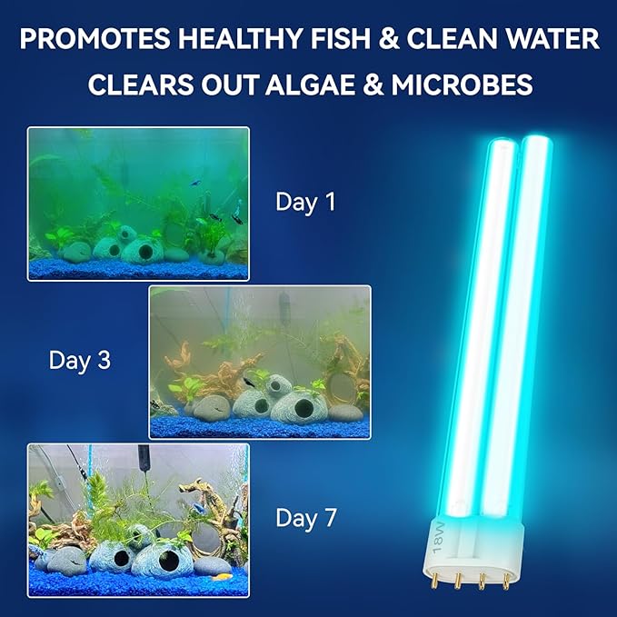 2 Pack 18W UV Replacement Bulb Compatible with AQUATOP, Jebo, Jebao, Tetra, SUNSUN, ViaAqua, Grech, etc. Various Pond Clarifier