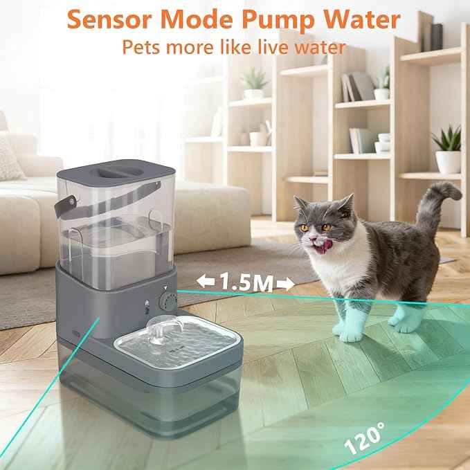 Smart Pet Water Fountain,Filterless Cat Water Fountain No Filter,3L/102oz Ultra Silent Cat Fountain, Separation Design