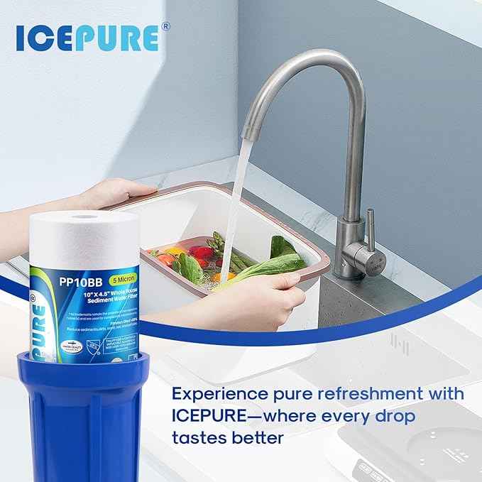 ICEPURE Whole House Sediment Water Filter 5 Micron 10" x 4.5" Compatible with Culligan RFC-BBSA, W15-PR, HD-950, WFHD13001B, GXWH35F, GXWH30C, 3M Aqua-Pure AP817, Whirlpool WHKF-GD25BB, PP10BB 2PACK