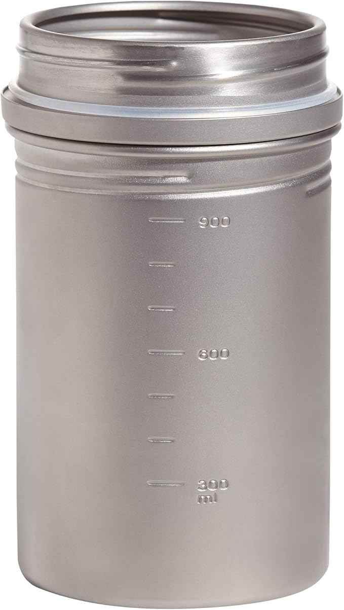Vargo Titanium BOT Series | BOT-HD Bottle Pot – 1 Liter (34 oz.) Ultralight Water Bottle Cooking Pot Weighs 153 grams (5.4 oz.) | Backpacking Camping