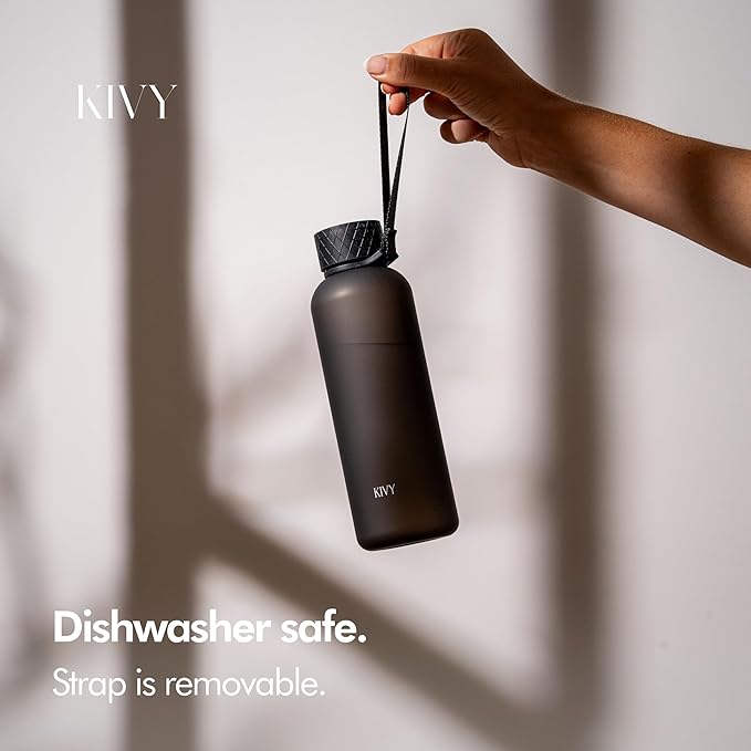 KIVY Tritan Water Bottle 2nd Generation (Dark Black, 22oz)