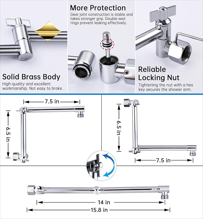 G-Promise All Metal Rainfall Shower Head with Handheld Spray Combo, 16 Stage Shower Filter For Hard Water, Reduces Chlorine and Fluoride, Improves Dry Skin (Chrome)