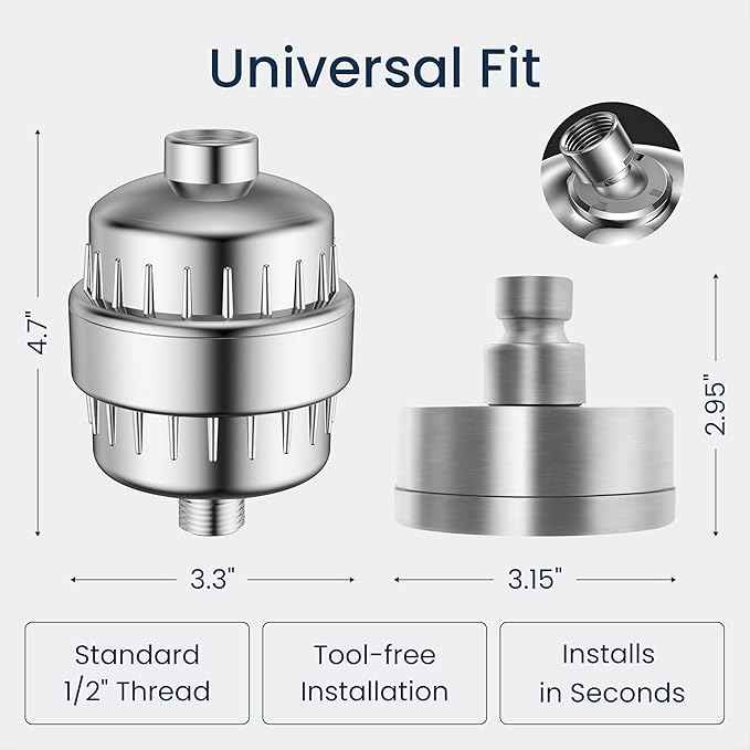 LAIFsolutions Vortex-Action Shower Filter & Swivel Shower Head – Advanced Redox Purification with Copper-Zinc KDF for Hard Water – Reduces Chlorine & Heavy Metals – Revitalizes Skin & Hair (Full Set)