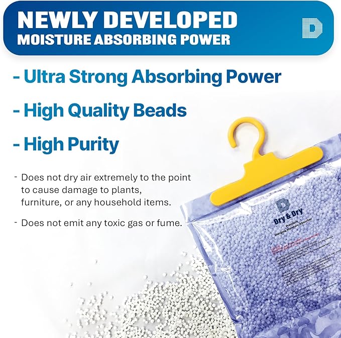 Dry & Dry 45 Packs [Net 7 Oz/Pack] Moisture Absorbers for Home, Basement and Bedroom - Small Dehumidifiers